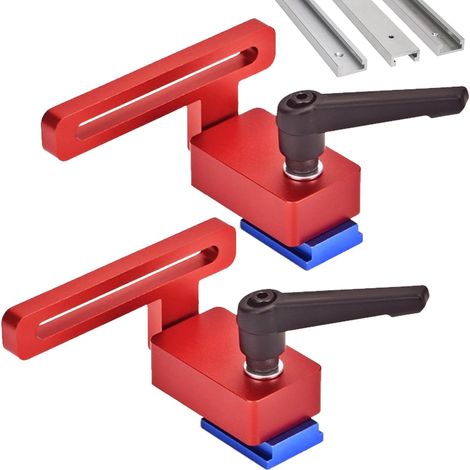 Lot de 2 butées de voie à onglet en alliage - Pour établi de travail du bois - Rails en T (1/5)