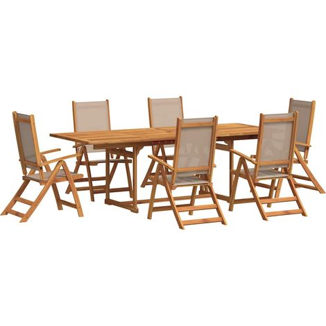 Maison Exclusive - Set Pranzo da Giardino 7pz Legno Massello di Acacia e Textilene (1/5)