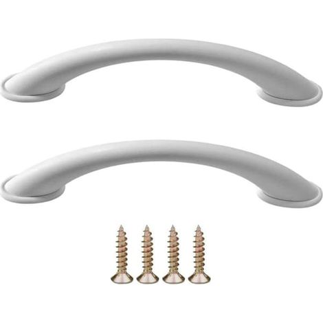 cyclingcolors Lot de 2 poignées de porte de placard/cuisine en plastique blanc, entraxe 96 mm (1/2)