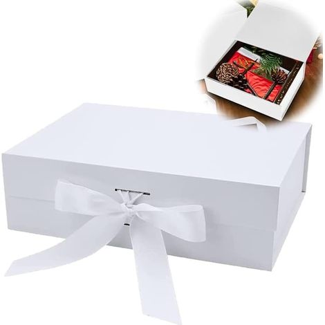 Coffret cadeau avec ruban, coffret cadeau magnétique avec couvercle, emballage cadeau réutilisable, pour anniversaire, Noël, Saint-Valentin (1/5)