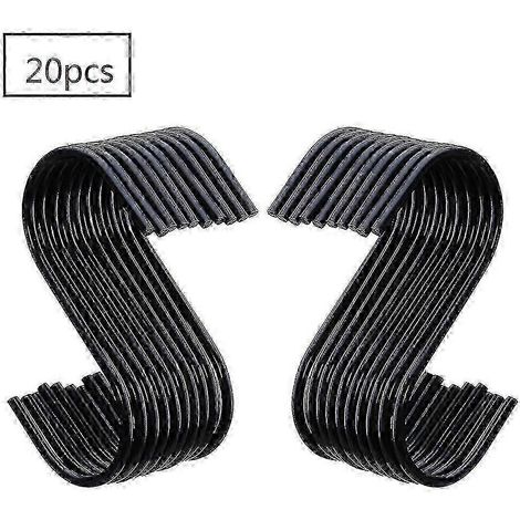 Lot de 20 crochets en S noirs, crochets en forme de S, crochets pour cintres en forme de S, crochets pour casseroles et poêles de cuisine (1/5)