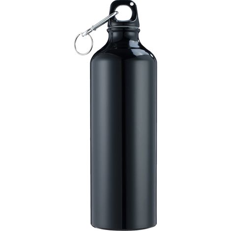 Botella de agua de 500 ml con mosquetón, fabricada en aluminio, portátil y a prueba de fugas, ideal para deportes, senderismo, viajes, gimnasio y fitness.