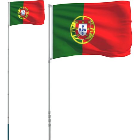 Drapeau du Portugal et mât 5,55 m Aluminium CFW673804 (1/5)