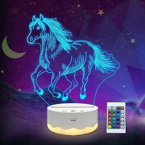 3D-Nachtlicht, 3D-Illusionslampe mit Fernbedienung und Touch-Funktion, 16 blinkende und wechselnde Farben, Schreibtischlampe mit Timer, Dekoration für Kinderzimmer, ideales Geschenk für Partys und Geb (1/5)
