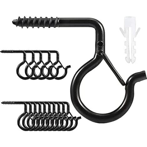 30-Pack Q Aufhängerhaken mit Sicherheitsschnalle, Winddichte Schraubhaken zum Aufhängen von String Lights im Freien, Deckenhaken für Pflanzen, Weihnachtslichter für Patio Lights, Tassen, 2.2 in