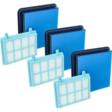 vhbw 9x filtro sostituisce Philips FC8010/02, FC8010/01 per aspirapolvere - filtro HEPA, filtro salva-motore, filtro di spugna