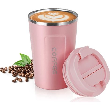 Tazza termica isolata, tazza da viaggio, tazza da viaggio in acciaio inox, tazza da auto a doppia parete a prova di perdite, per viaggi e ufficio, verde 380 ml (1/5)