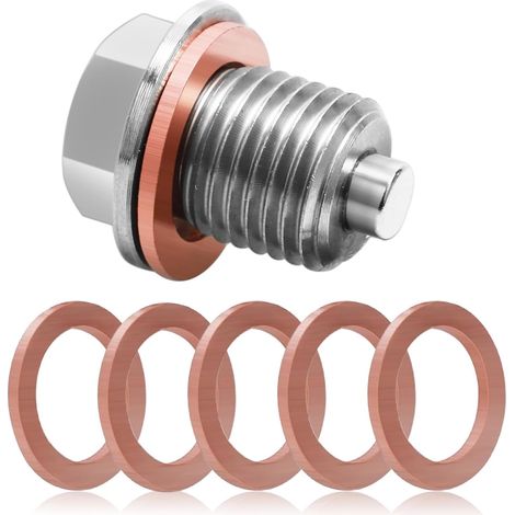 Bouchon de vidange magnétique M18x1,5 en acier inoxydable avec 5 joints – Pour voitures, motos et bateaux (1/5)