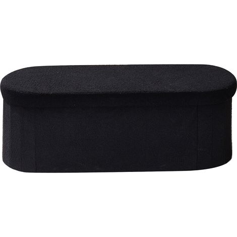 Mophorn Reposapiés plegable ovalado con almacenamiento integrado, asiento acolchado, capacidad de 299,37 kg, diseño moderno y minimalista, 1100 x 380 x 380 mm, ideal para salón, negro (1/5)