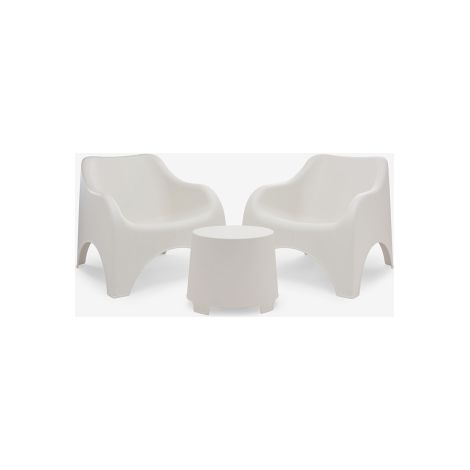 Ipae Progarden – Salon de jardin 3 pièces – 2 fauteuils et table d'appoint – 100% polypropylène – Résistant aux intempéries – Facile à nettoyer