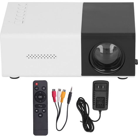 Mini projecteur vidéo portable noir 1080P avec haut-parleurs intégrés, imagerie à réflexion diffuse, prise US 100‑240V (1/5)