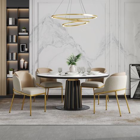 Chaises design 4 pcs à pieds inclinés et réglables, idéales pour salon, bureau ouvert ou salle à manger (beige + kaki) (1/5)