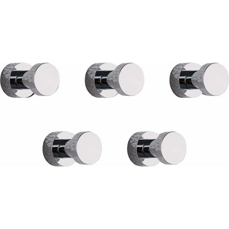 Wandhaken, Handtuchhaken für Badezimmer, Küche, Tür, Schrank und Wandschrank, 5er-Pack, Messing (verchromt)