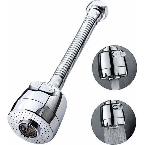 Aérateur de robinet pivotant à 360° – Pommeau de robinet cuisine/salle de bain avec 2 modes : économie d’eau et jet pulvérisateur, installation facile (1/4)