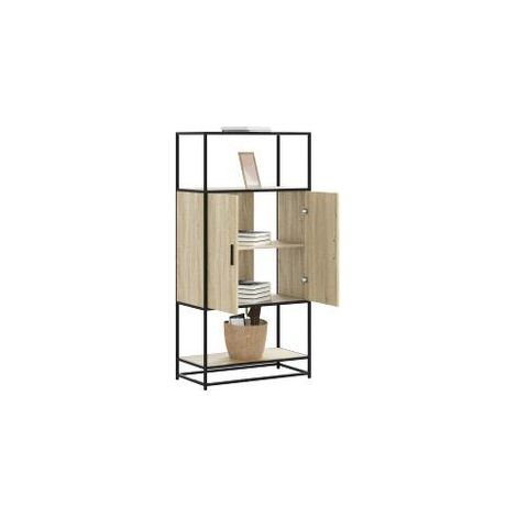 Buffet haut chêne sonoma 68x35x139 bois d'ingénierie métal (1/5)