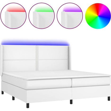 Maison Exclusive - Boxspringbett mit Matratze & LED Weiß 200x200 (1/5)