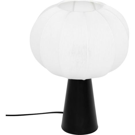 Lampe à Poser en Coton "Tobie" 33cm Blanc & Noir (1/5)