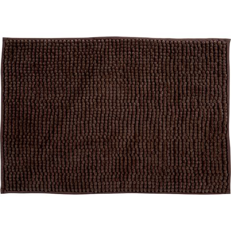 Tapis de bain Microfibre CHENILLE 40x60cm Marron Chocolat MSV (1/5)