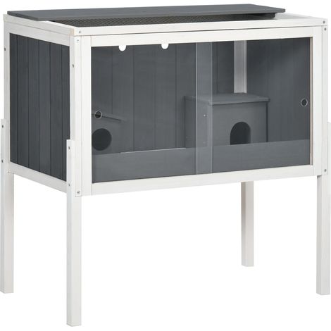 Holzkäfig für Zwerghamster und kleine Nagetiere 82 x 45 x 81 cm, dunkelgrau MODENUIT (1/4)