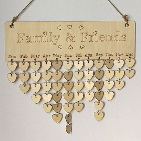 Famille amis anniversaire rappel Calendrier plaque en bois Tableau avec tiquettes pour dcoration de la maison PZCC (1/4)