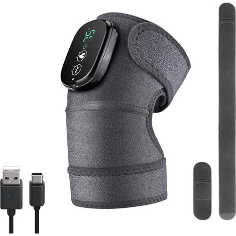 Masseur de Genoux, Massage Genoux 3 in 1 Genouillère Chauffante Sans Fil Fonction de Vibrations Appareil Massage Pour Genou Épaule Coude Mollet 2 Ceinture D'extension Température à 3 Vitesses (1/5)