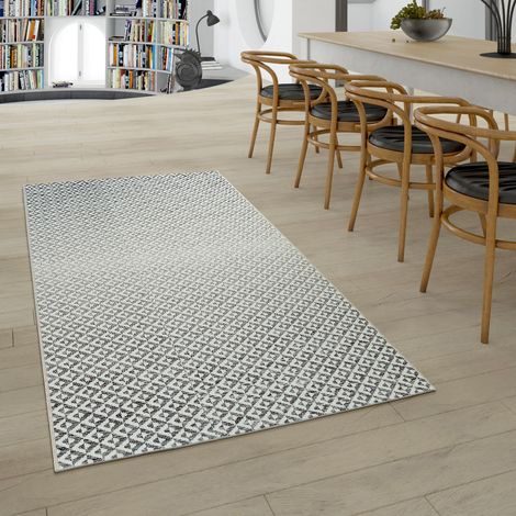 Paco Home Tapis Intérieur & Extérieur Tissage À Plat Géométrique Scandinave Design Losanges En Gris 80x150 cm (1/5)
