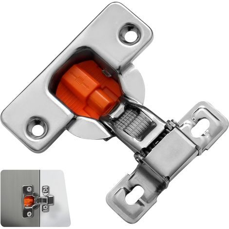 Stück hydraulische Edelstahl-Kurzarmscharniere, Schranktürscharniere mit Dämpfer, Soft-Close-Funktion, geräuscharm, 48 mm Lochabstand (1/5)