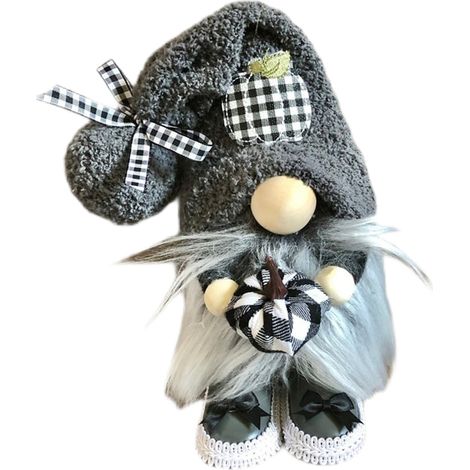 de Noël et de Thanksgiving nains en peluche citrouille grise (1/5)