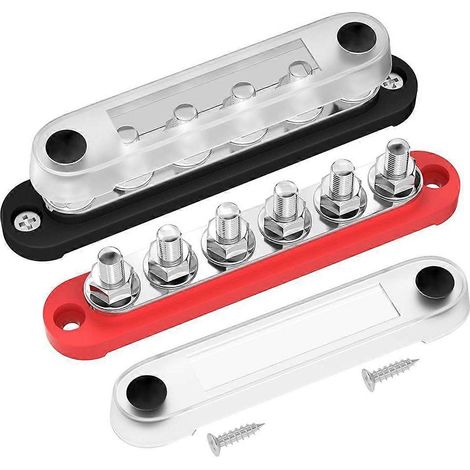 12-V-Sammelschiene, 6 x 5/16 Zoll (M8)-Anschlüsse, 12-Volt-Stromverteilerblock mit Abdeckung, 12-V-48-V-Autobatterie-Sammelschiene (1/5)
