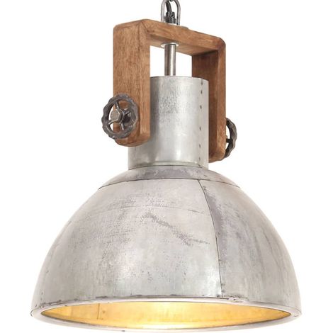 Hängelampe Industriestil 25 W Silbern Rund 30 cm E27 vidaXL (1/5)