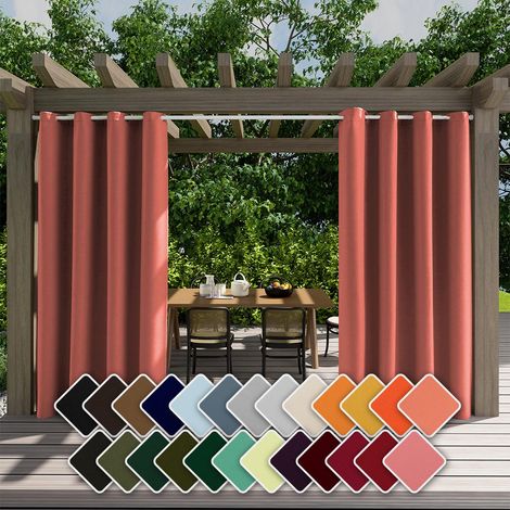 Rideau d'extérieur - Rideau résistant aux intempéries - Imperméable et résistant aux UV - 1 pièce - Noir - Terrasse/Balcon (1/5)