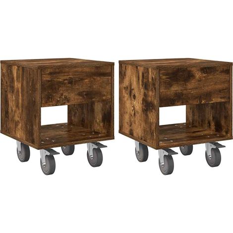 Nachttisch 2 pcs Geräucherte Eiche 40,5 x 40 x 48 cm vidaXL