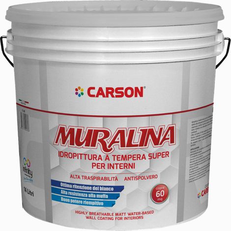 Muralina idropittura murale bianca opaca antispolvero 14l ad alta copertura (1/2)