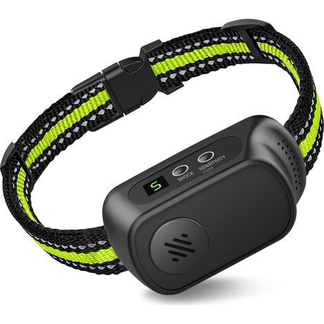 Collare antiabbaio ricaricabile, dispositivo di addestramento per cani con funzioni di segnale acustico, vibrazione e scossa elettrica, con 5 livelli di sensibilità regolabili. (1/5)