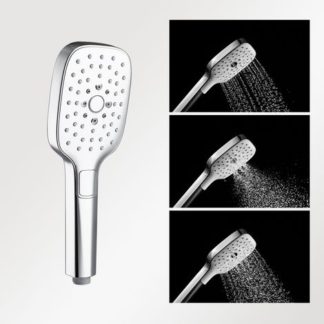 Marwell Silver Quattro Handbrause - 3 Strahlarten per Klick wechselbar - Antikalknoppen - Selbstreinigungsfunktion