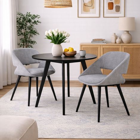 Lot de 2 chaises 51x55x78cm en velours côtelé gris clair et noir -ADYA (1/5)