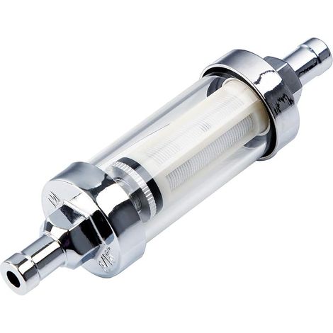 Filtre à Essence Universel 5/16 inch,Filtre à Carburant en Verre 8mm,Extrémité de Boîtier Étanche Chromé,Pour la Moto et ATV