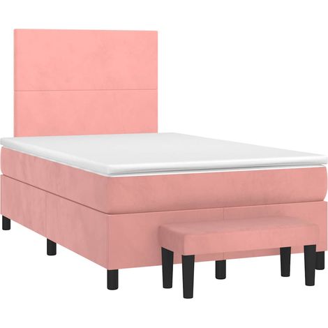 Maison Exclusive - Sommier à lattes de lit avec matelas rose 120x190 cm velours (1/5)