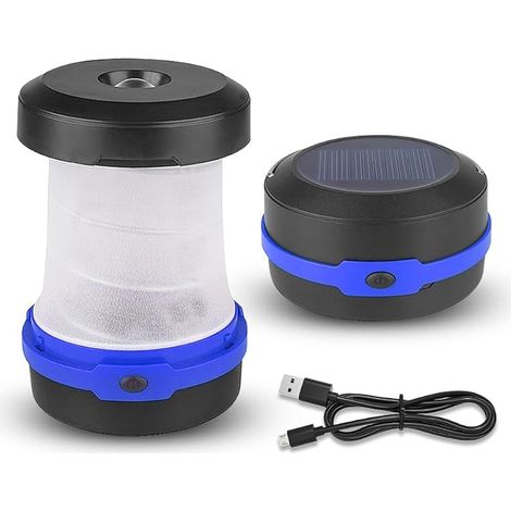 Wiederaufladbare LED-Campinglaterne, Solar-Faltlampe mit 180 Lumen, wasserdichte, tragbare Hängelampe mit 3 Dimmstufen für Camping, Rettungseinsätze, Jagd und Angeln (1/5)