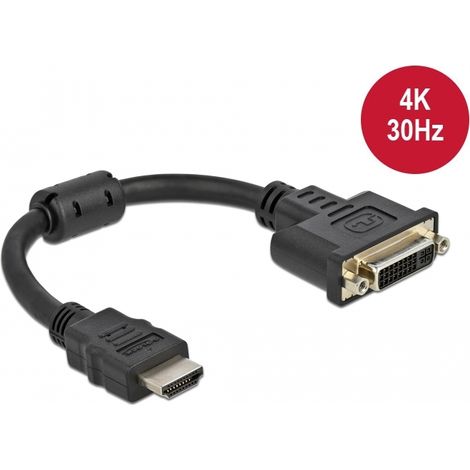 Delock Adaptador HDMI macho a DVI 24+5 hembra 4K 30 Hz 20 cm
