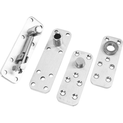Charnière de porte invisible en acier inoxydable, silencieuse, rotation à 360°, roulement de 272 kg (600 lb), charnière de porte robuste avec butée, finition argent brossé. (1/5)