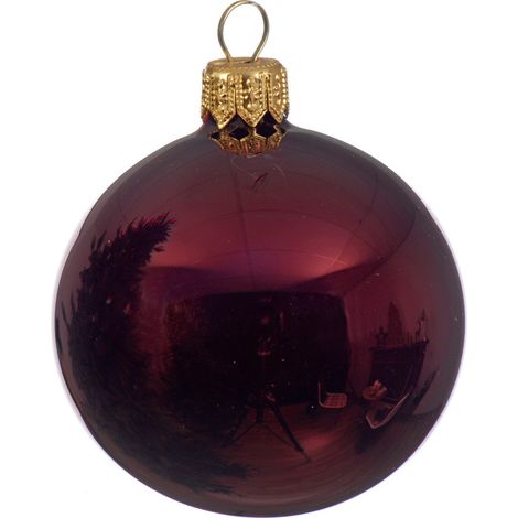 Box Da 4 Palline Di Natale Rosso Scuro Lucido 10 Cm (1/4)