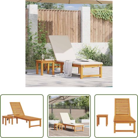 Akazienholz - Sonnenliege Braun 202 x 53 x 89 cm Massivholz Akazie (1/5)