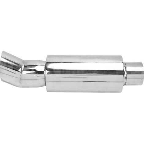 Silencieux d'échappement 63mm en acier inoxydable argenté, style DTM, droit, son profond, universel pour voiture (1/5)
