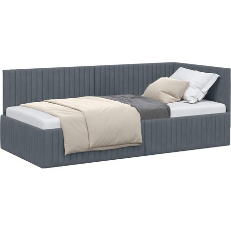 Maison Exclusive - Cornice del letto ad angolo Grigio scuro 90 cm x 200 cm Velluto