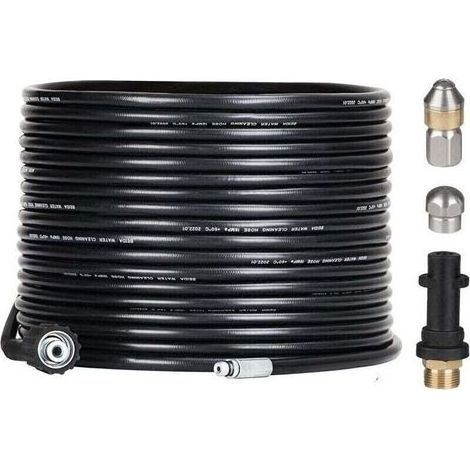 Kit de tuyau de 15 m pour nettoyeurs haute pression Kärcher avec buse et buse pivotante, kit professionnel 180 bars avec adaptateur pour accessoires Kärcher K2/K3/K4/K5/K6/K7, AA (1/4)