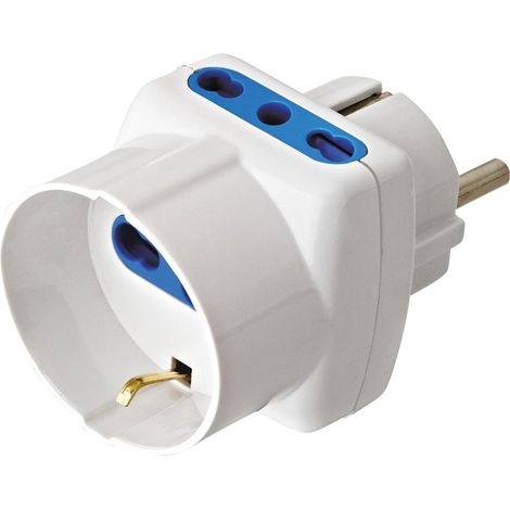 Techly Adattatore Triplo Spina Schuko a Prese Bipasso con Schuko (1/4)