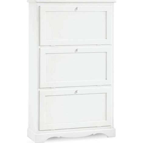 Scarpiera in legno 3 scomparti Colori Legno: Bianco Opaco