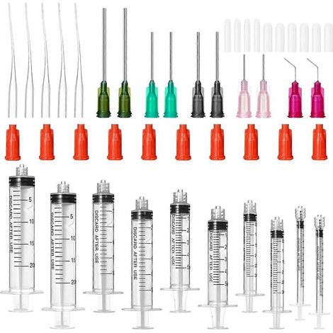 Seringue applicatrice de colle avec aiguille à bout arrondi et capuchon, tube en plastique souple, convient pour l'encre, l'époxy, les loisirs créatifs et la distribution de liquides. (1/4)