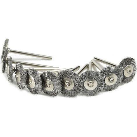 Pack of 10 rotary wire brushes, 22 mm - abrasive polishing brush for rotary tools (1/4)